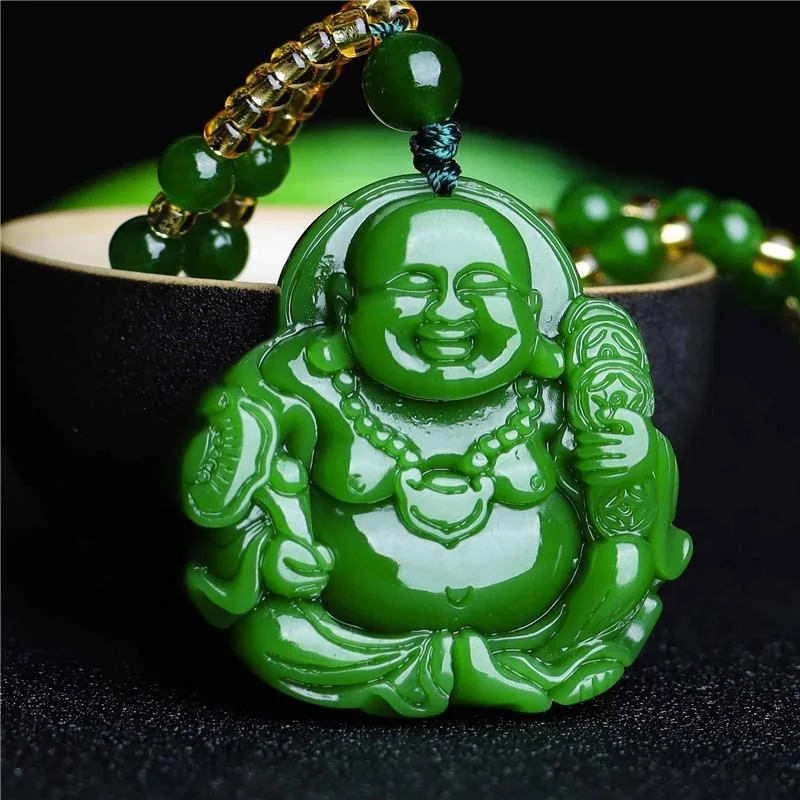 Jewelry & Watches Sp Z Oo Janów Lubelski - Китайский зеленый нефритовый кулон Будды Maitreya