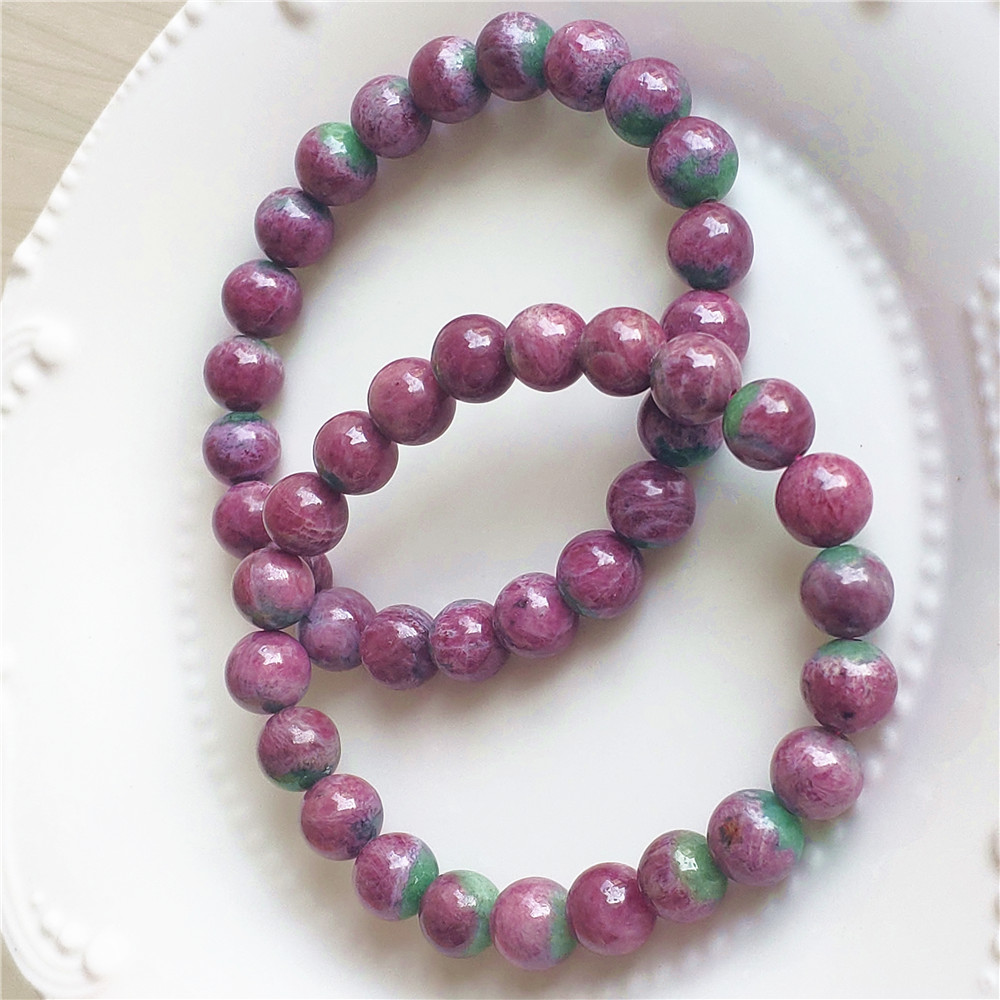 Gemstone Bracelet Healing - Браслет из натурального красного рубина, бусины-звездочки,